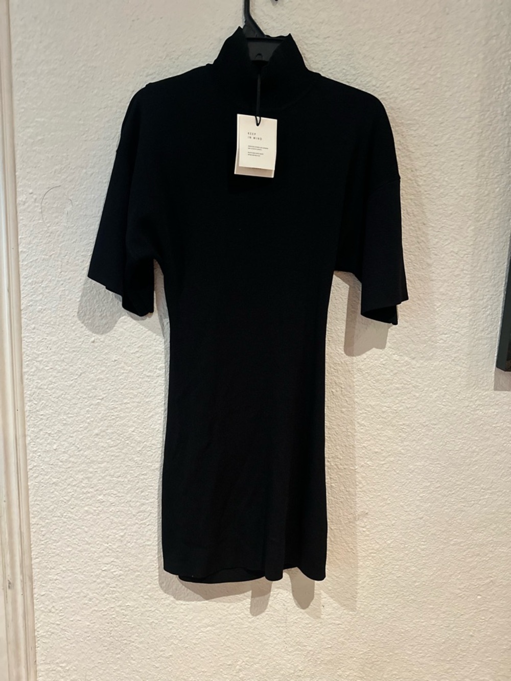 Black Mini Dress with Mock Neck - Unbranded